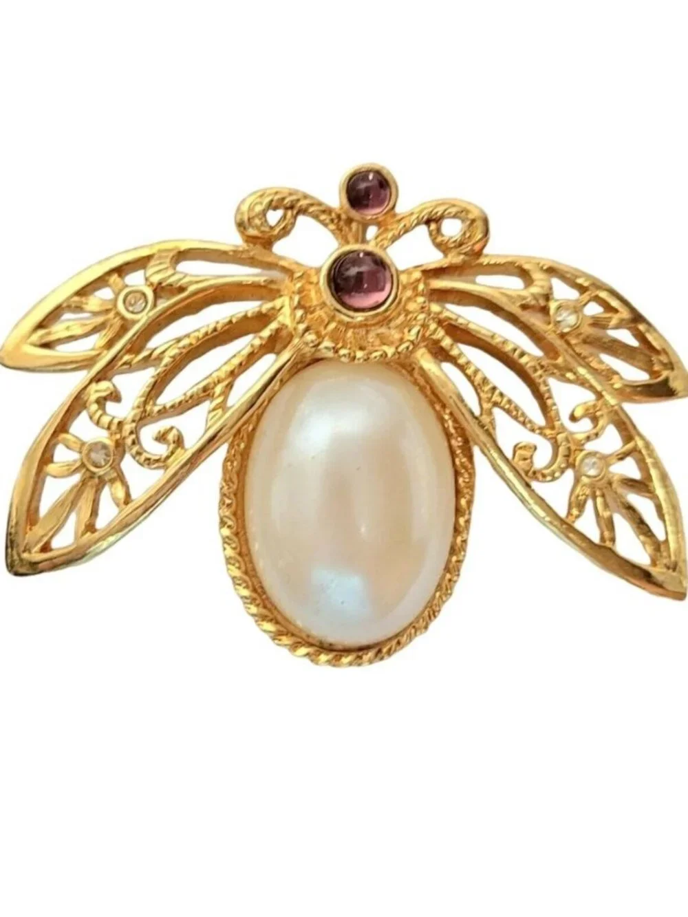 Avon Vintage Gold Tone Faux Pearl 
